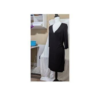 Emma & Michelle Wrap dress Sz L Rayon + Spandex knit soft fabric 3/4 sleeves